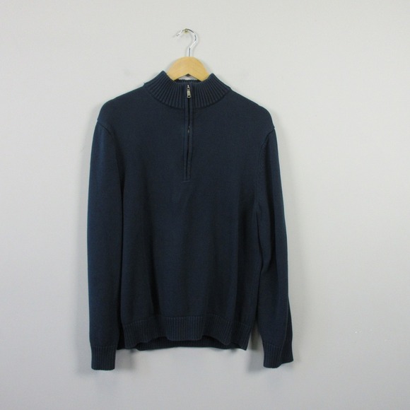 Cuts Clothing 1/4 Zip Long Sleeve Pullover Knit Sweater Men L Blue Casual 656 - Picture 1 of 11